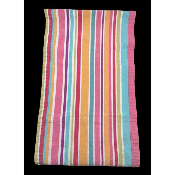 Pier 1 Table Runner Lot 2 Multicolored Striped Tassels Fringed 72" Bright Pink - Picture 6 of 14